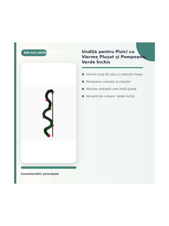 Băț De Pescuit Pentru Pisici Pluș Viermi Pompoane Verde Închis