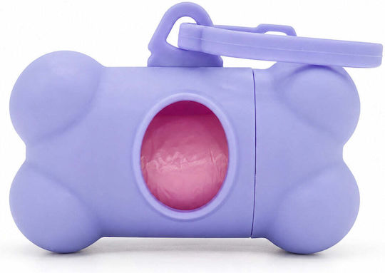 Dispenser Sac Igienic Pentru Excremente De Câine Formă De Os Clip Violet Roz