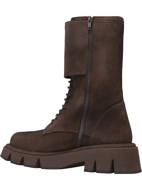Suede Women's Ankle Boots Brown