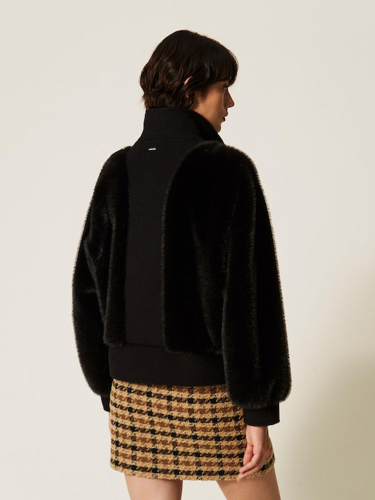 Long Women's Black Fur