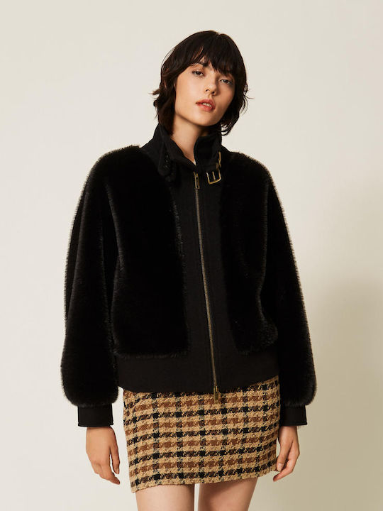 Long Women's Black Fur