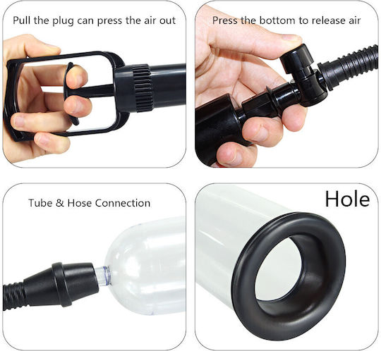 Pompă manuală pentru penis cu vid accesoriu