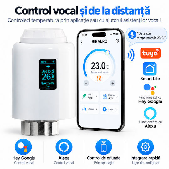 Cap De Termostat Electronic Cu Wi-Fi Pentru Calorifer 1 Bucată
