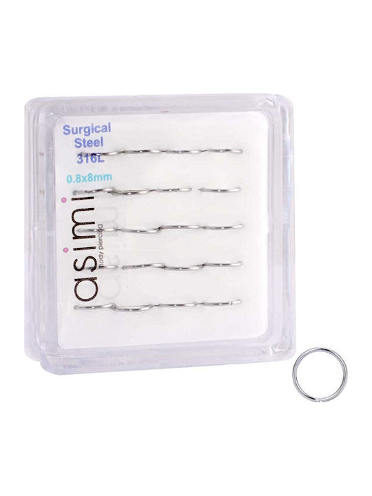 Asimi Body Piercing Cercei tip inel pentru nas din oțel 8mm argintiu