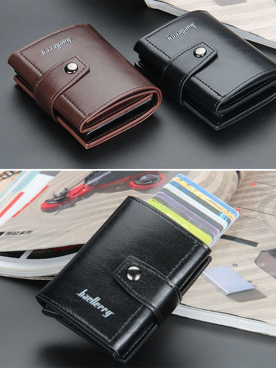 Anti-Theft Card Holder Baellerry Leather Wallet RFID Carbon Fiber Coffee