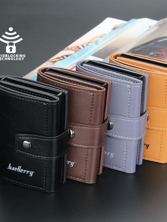 Anti-Theft Card Holder Baellerry Leather Wallet RFID Carbon Fiber Coffee