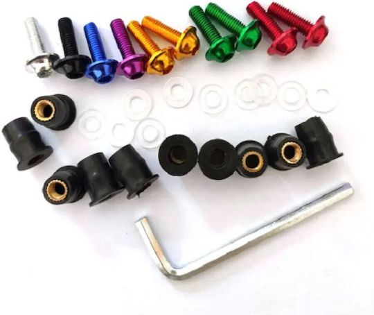 Motorradverkleidungsschrauben 5mm 10 Stück Hw-0187 Schwarz Rot