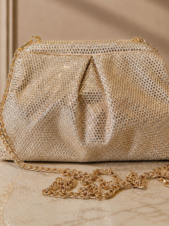 Stoff Damen Handtasche Schulter Gold