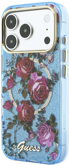 Guess Iml Glitter Blossom Roses Handyhülle Iphone 18 Pro 17 Pro Hellblau