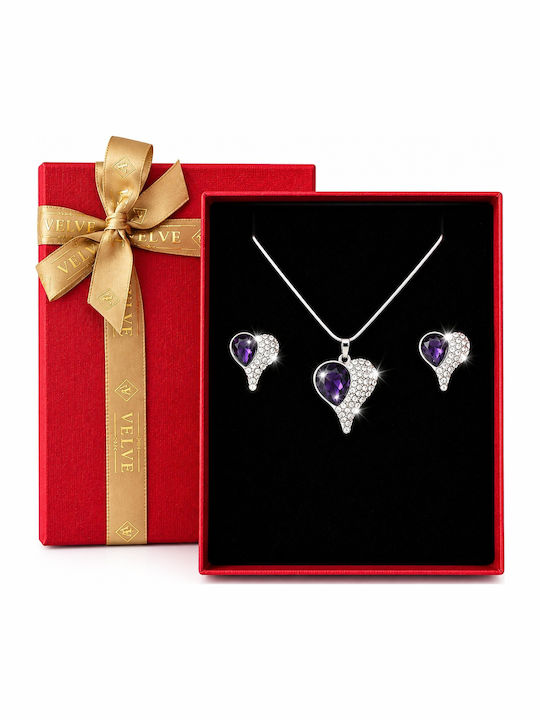 Velve Velve Schmuckset mit Halskette, Ohrringen, Ring, Armbändern und Anhänger aus Silber