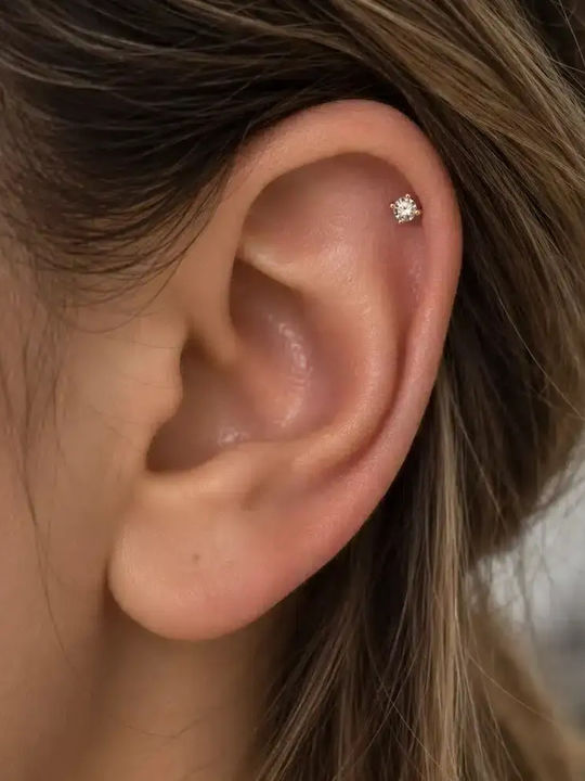 Helix Piercing Χρυσό Λευκό Ζιργκόν Ss027b Helix Piercing Χρυσό Λευκό Ζιργκόν Ss027b