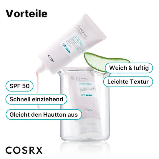 Cosrx Aloe 54.2 Aqua Tone-up Cremă de Față cu Protecție Solară SPF50+ 50ml