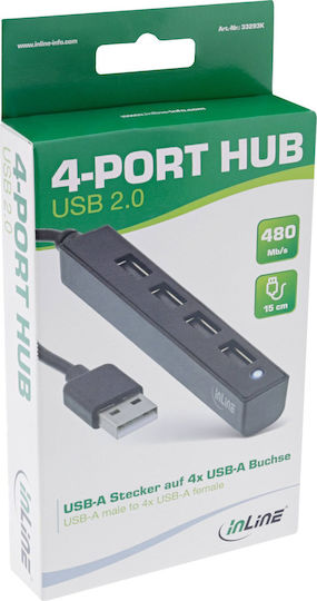 InLine Hub 4 Θυρών USB 2.0 με σύνδεση USB-A
