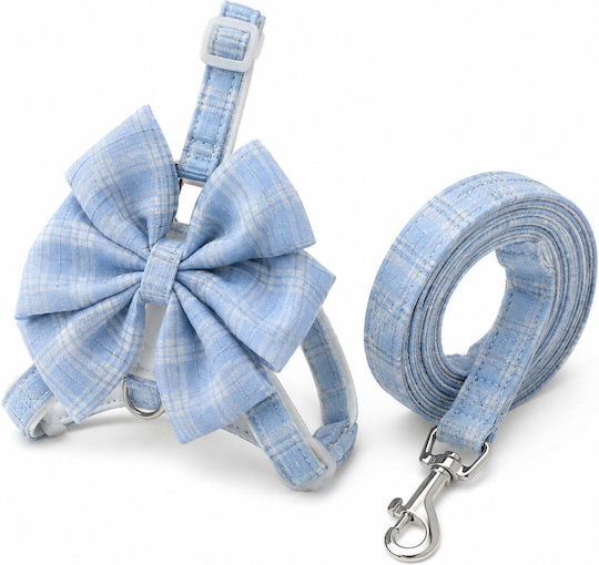 Collar Leash Set Cats Small Dogs Large Bow Blue