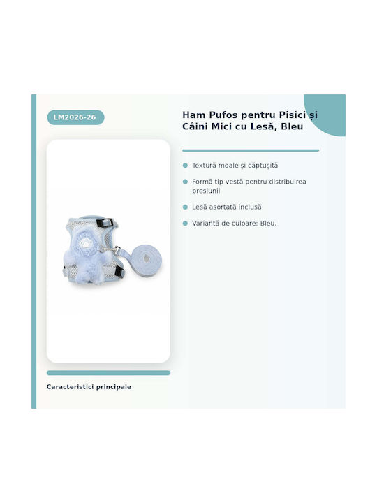 Fluffy Harness Cats Small Dogs Leash Blue