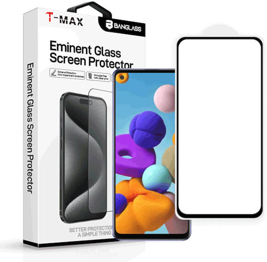 T-Max Пълно лепило Закалено стъкло за цялото лице (Galaxy A21s)