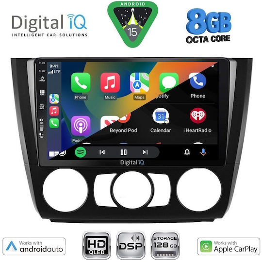 Digital IQ Car Audio System for BMW Series 1 2004-2013 with A/C Bluetooth USB Wi-Fi GPS Apple CarPlay Android Auto with 9 Inch Touch Screen