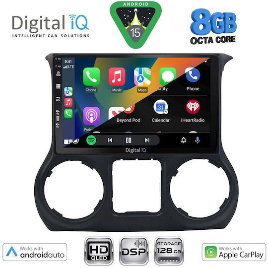 Digital IQ Auto-Audiosystem Für Jeep Wrangler 2014-2017 Bluetooth USB Eingebautes Wi-Fi GPS Apple CarPlay Android Auto Mit 10 Zoll Touchscreen