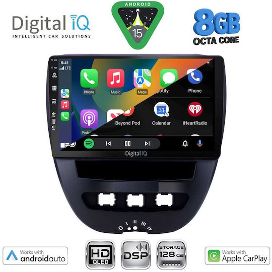 Digital IQ Auto-Audiosystem für Toyota Aygo 2005-2014 Bluetooth USB Eingebautes Wi-Fi GPS Apple CarPlay Android Auto mit 10 Zoll Touchscreen