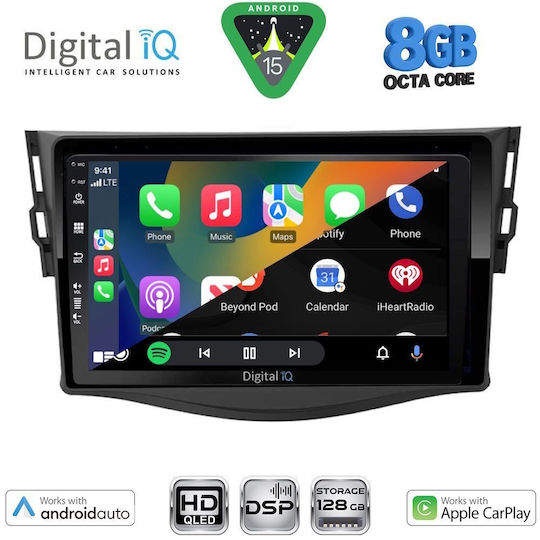 Digital IQ Auto-Audiosystem für Toyota RAV 4 2006-2012 Bluetooth USB Eingebautes Wi-Fi GPS Apple CarPlay Android Auto mit 9 Zoll Touchscreen