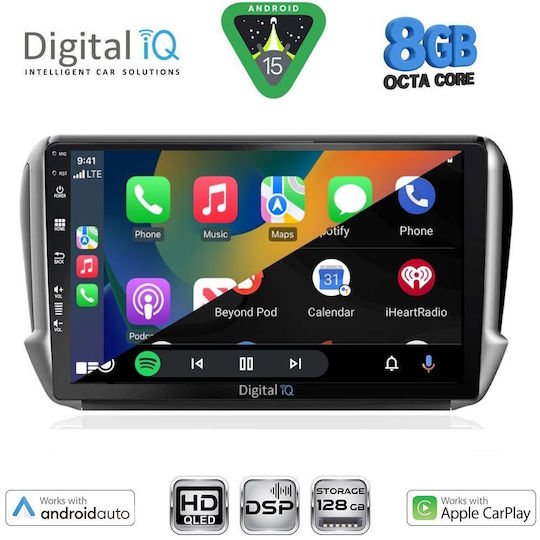 Digital IQ Ηχοσύστημα Αυτοκινήτου για Peugeot 2008 2012-2021 (Bluetooth/USB/WiFi/GPS/Apple-Carplay/Android-Auto) με Οθόνη Αφής 10"