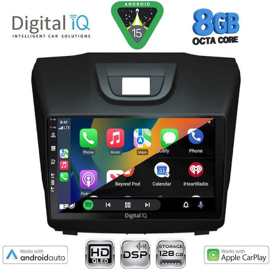 Digital IQ Auto-Audiosystem Isuzu D-Max 2012-2020 Bluetooth USB Eingebautes Wi-Fi GPS Apple CarPlay Android Auto mit 9 Zoll Touchscreen
