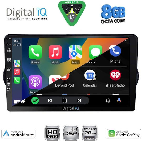Digital IQ Ηχοσύστημα Αυτοκινήτου για Fiat Tipo 2015-2023 (Bluetooth/USB/WiFi/GPS/Apple-Carplay/Android-Auto) με Οθόνη Αφής 9"