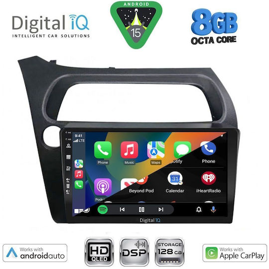 Digital IQ Auto-Audiosystem Für Honda Civic 2006-2012 Bluetooth USB Eingebautes Wi-Fi GPS Apple CarPlay Android Auto Mit Touchscreen 9 Zoll