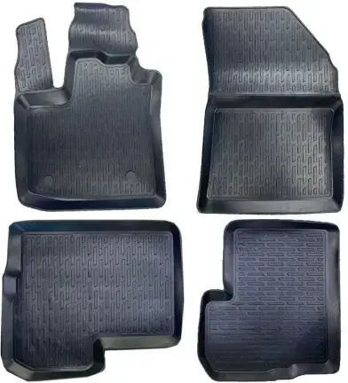 Perflex Satz Vorder- und Hintermatten Wannenartig 4Stück aus Gummi für Dacia Lodgy 2012+ Schwarz