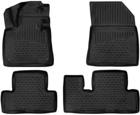 Novline Set of Front and Rear Mats 4pcs Tray Type for Citroen C4 / SpaceTourer / C4 SpaceTourer 2018+ Black
