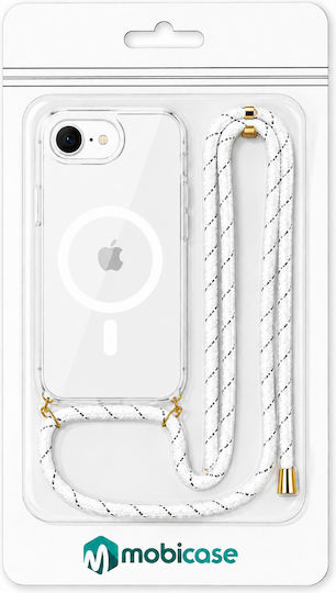 Silikon Handyhülle mit Nackenriemen Weiß iPhone 16 Pro Transparent Magline