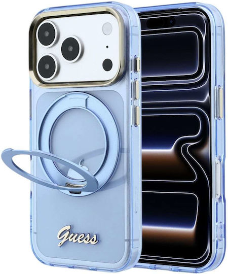Guess Etui Iml Ring Stand 360 Script Metal Logo Magsafe Do Iphone 18 Pro Max 17 Pro Max Jasnoniebieski Guhmp18x6hccmsb