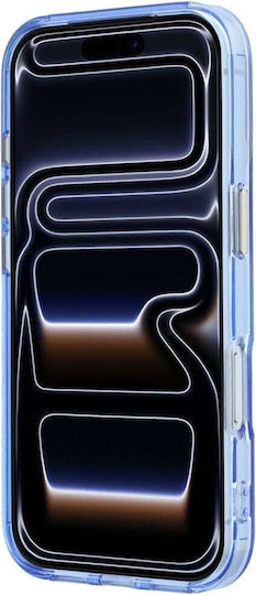 Guess Etui Iml Inel Stand 360 Script Metal Logo Compatibil cu Magsafe Do Iphone 18 Pro 17 Pro Albastru Deschis Guhmp18l6hccmsb