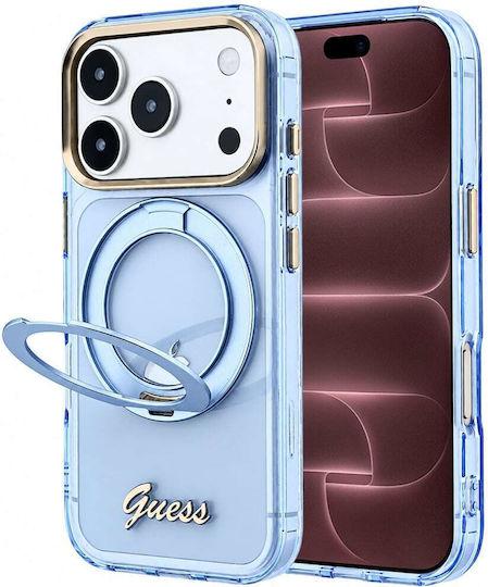 Guess Etui Iml Ring Stand 360 Script Metal Logo Magsafe Do Iphone 18 Pro Max 17 Pro Max Jasnoniebieski Guhmp18x6hccmsb