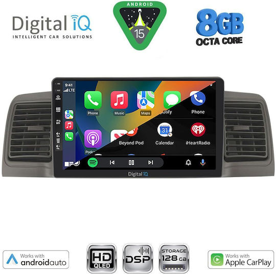 Digital IQ Auto-Audiosystem für Toyota Korolla 2001-2006 mit Touchscreen 9 Zoll Bluetooth USB Eingebautes Wi-Fi GPS Apple CarPlay Android Auto