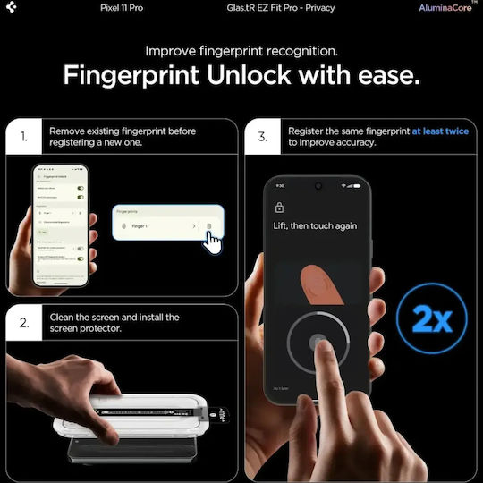 Spigen Glas.tR EZ Fit Pro HD Privacy Tempered Glass 2τμχ (Google Pixel 9 / 9 Pro / 10 Pro / 11 Pro) AGL11481
