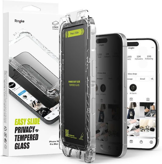 Sticlă de confidențialitate Ringke Easy Slide 2-pack iPhone 18 Pro Privacy 8800380463462