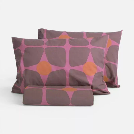Nef-Nef Homeware Комплект Плик за Завивка Casual Coreo Памучен 170x240cm Единичен с Калъфка за Възглавница Mauve