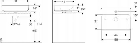 Geberit Variform Επικαθήμενος Νιπτήρας Κεραμικός με Μπαταρία 60x45x15.8cm Λευκός Geberit Variform Επικαθήμενος Νιπτήρας Κεραμικός με Μπαταρία 60x45x15.8cm Λευκός