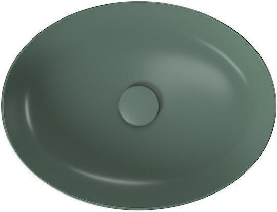 Cersanit Einbau Badezimmerwaschbecken Keramik mit Wasserhahn 50x38cm Grünes Matt Cersanit Einbau Badezimmerwaschbecken Keramik mit Wasserhahn 50x38cm Grünes Matt