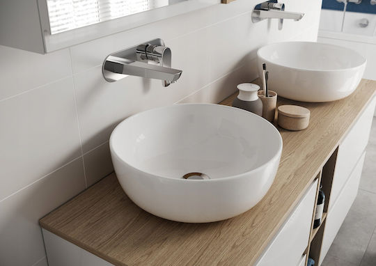 Cersanit Moduo Einbau Waschbecken Keramik mit Wasserhahn 35x35cm Weiß