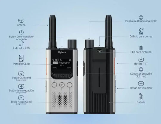 Пакет 8 Hytera S1 Pro PMR-446 Сив + Многократен Зарядно Устройство – Digital+Analog AI Noise Cancellation