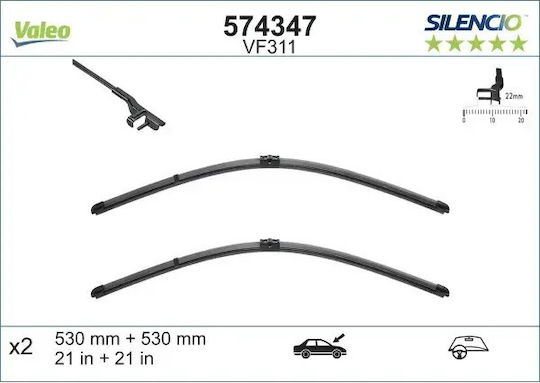 Valeo Silencio X.trm x2 Front Set Car Wiper Blades 530mm
