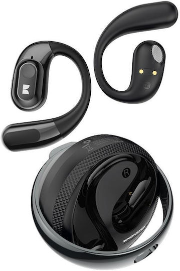 Monster AC330 Open Ear Bluetooth Handsfree Ακουστικά με Αντοχή στον Ιδρώτα και Θήκη Φόρτισης Μαύρα