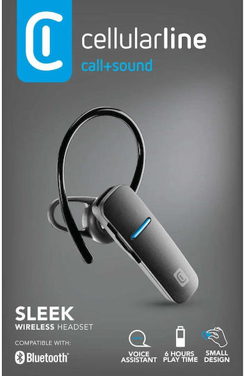 Cellular Line Sleek Earbud Bluetooth Handsfree Earphone Black
