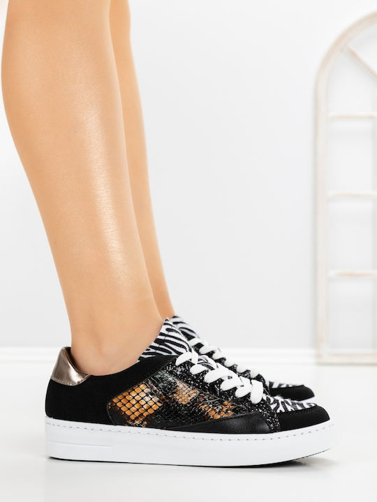 Adidași Flatforms Pentru Femei Negri Și Albi