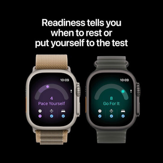 Apple Apple Watch Ultra 4 Titanium 49mm Wasserdicht mit PPG Sensor Schwarz Titan mit Burgunder Trail Loop M/L