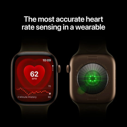 Apple Watch Series 12 Aluminium 42mm Waterproof with Heart Rate Monitor (Black Aluminium with Black Sport Band - S/M)