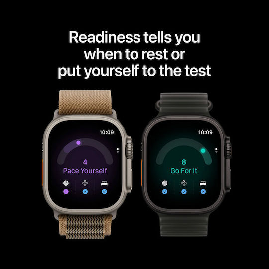 Apple Watch Ultra 4 Titanium 49mm Αδιάβροχο με Παλμογράφο (Black Titanium with Translucent Black Ocean Band)