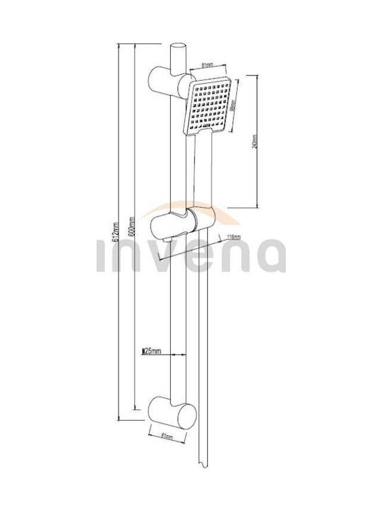 Invena Στήλη Ντουζ με Μπαταρία Μαύρη Invena Στήλη Ντουζ με Μπαταρία Μαύρη